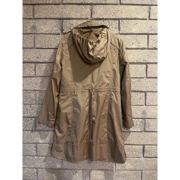 Cole Haan Tan Lightweight Hooded Zip-Up RainCoat With Pockets Womens Size M irid - Picture 6 of 10